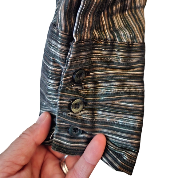 Vintage Lady Dutch High Society Ruched Button Up Long Sleeve Top size L - Picture 3 of 8